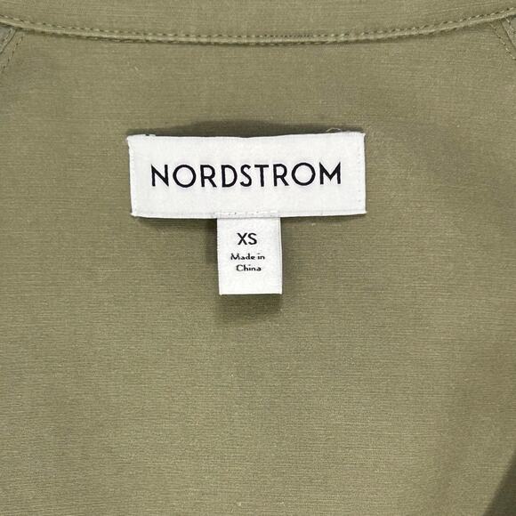 Nordstrom Cropped Trench Coat Stretch Cotton Boxy Double Breasted Green - Picture 9 of 10